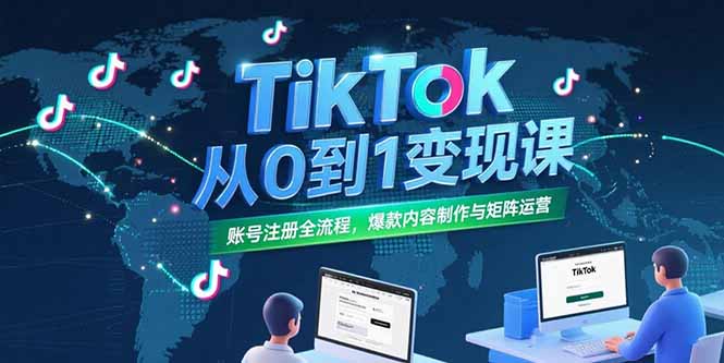 TikTok从0到1变现课，账号注册全流程，爆款内容制作与矩阵运营-悟空聊项目