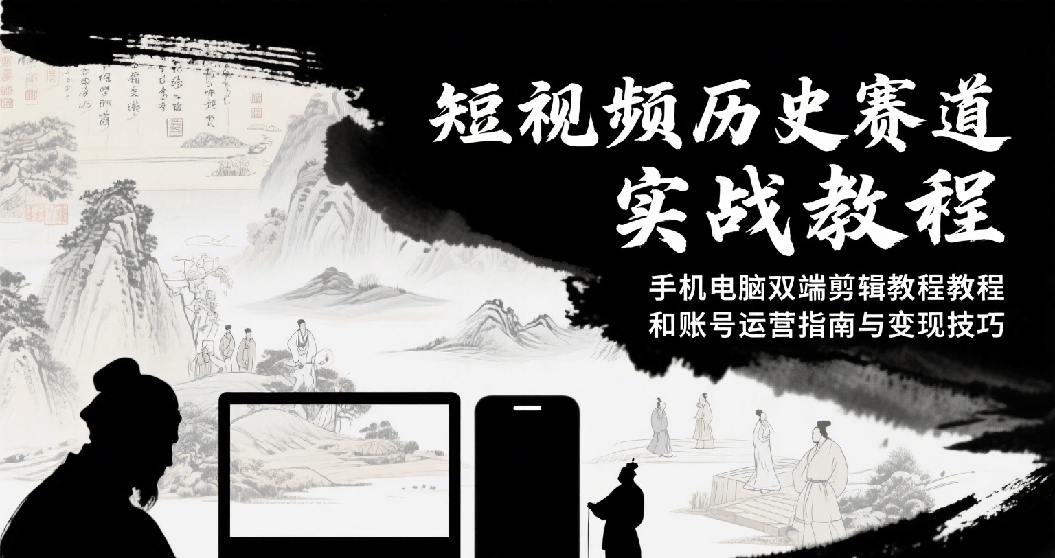 短视频历史赛道实战教程，手机电脑双端剪辑教程和账号运营指南与变现技巧-悟空聊项目