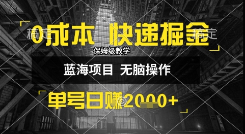 0成本快递掘金玩法，日入1k+，小白30分钟上手，收益嘎嘎猛【揭秘】-悟空聊项目