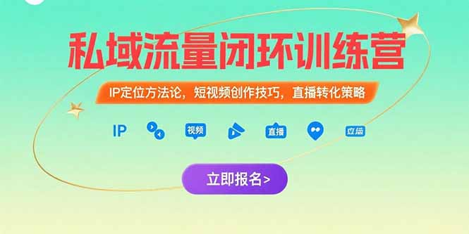 私域流量闭环训练营：IP定位方法论，短视频创作技巧，直播转化策略-悟空聊项目