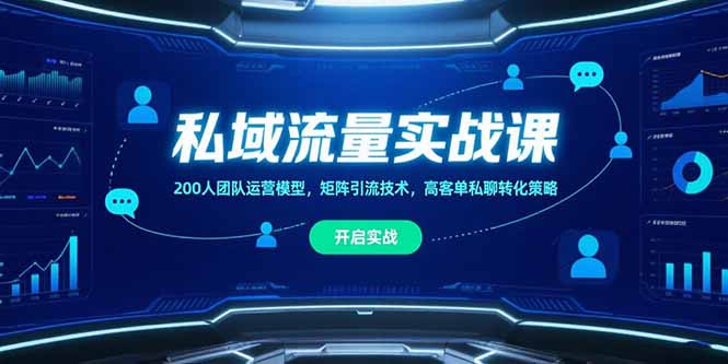 私域流量实战课，200人团队运营模型，矩阵引流技术，高客单私聊转化策略-悟空聊项目