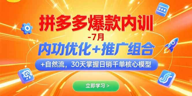 拼多多爆款内训-7月 内功优化+推广组合+自然流 30天掌握日销千单核心模型-悟空聊项目