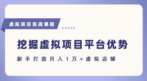 抓住虚拟项目各平台优势，新手轻松月入1W+(给出具体建议)-悟空聊项目