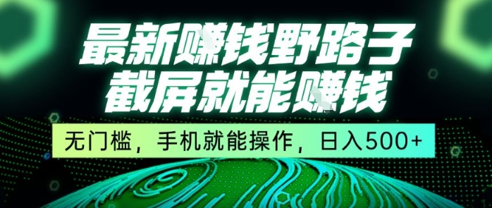 最新野路子截屏就能挣钱，无门槛，手机就能操作，日入5张【揭秘】-悟空聊项目