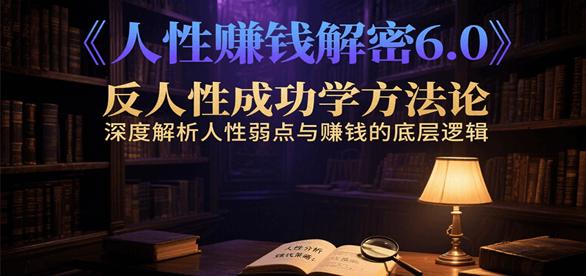 人性赚钱解密6.0，反人性成功学方法论，深度解析人性弱点与赚钱的底层逻辑-悟空聊项目