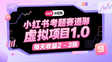 小红书考题赛道虚拟项目1.0，项目操作简单，每天收益2-3张-悟空聊项目