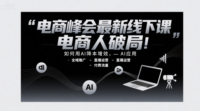 电商峰会最新线下课，电商人破局，如何用AI降本增效，AI应用-全域推广-直播运营-付费流量-悟空聊项目