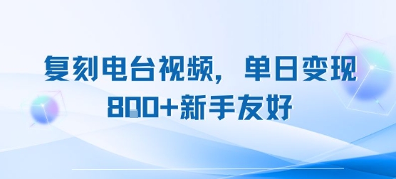 复刻电台视频，单日变现8张+新手友好，长期可做-悟空聊项目