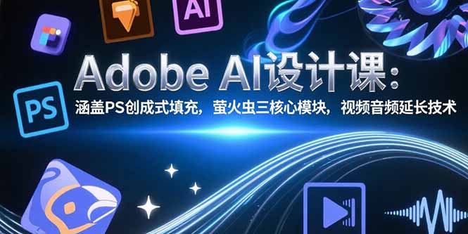 Adobe AI设计课：涵盖PS创成式填充，萤火虫三核心模块，视频音频延长技术-悟空聊项目