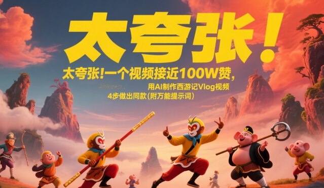 太夸张！一个视频接近100W赞，用AI制作西游记Vlog视频，全流程拆解来了(附万能提示词)-悟空聊项目