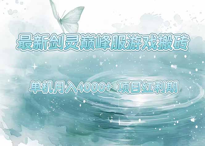 最新剑灵巅峰服游戏搬砖，项目红利期，单机稳定4000+操作简单好上手-悟空聊项目