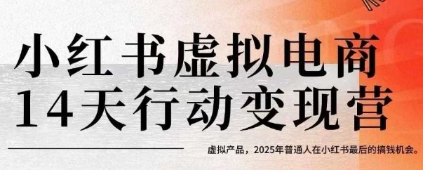 小红书虚拟电商14天变现训练营，虚拟产品，2025年普通人在小红书最后的搞钱机会-悟空聊项目