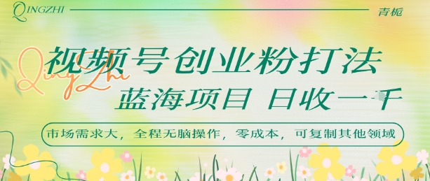 视频号创业粉打法，日入1k，蓝海项目，市场需求大，全程无脑操作，可复制-悟空聊项目