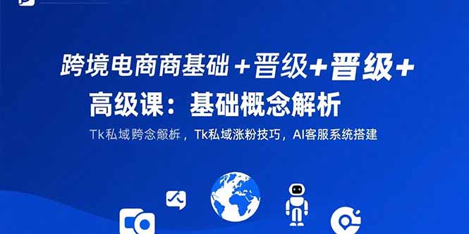 跨境电商基础+晋级+高级课：基础概念解析,Tk私域涨粉技巧,AI客服系统搭建-悟空聊项目
