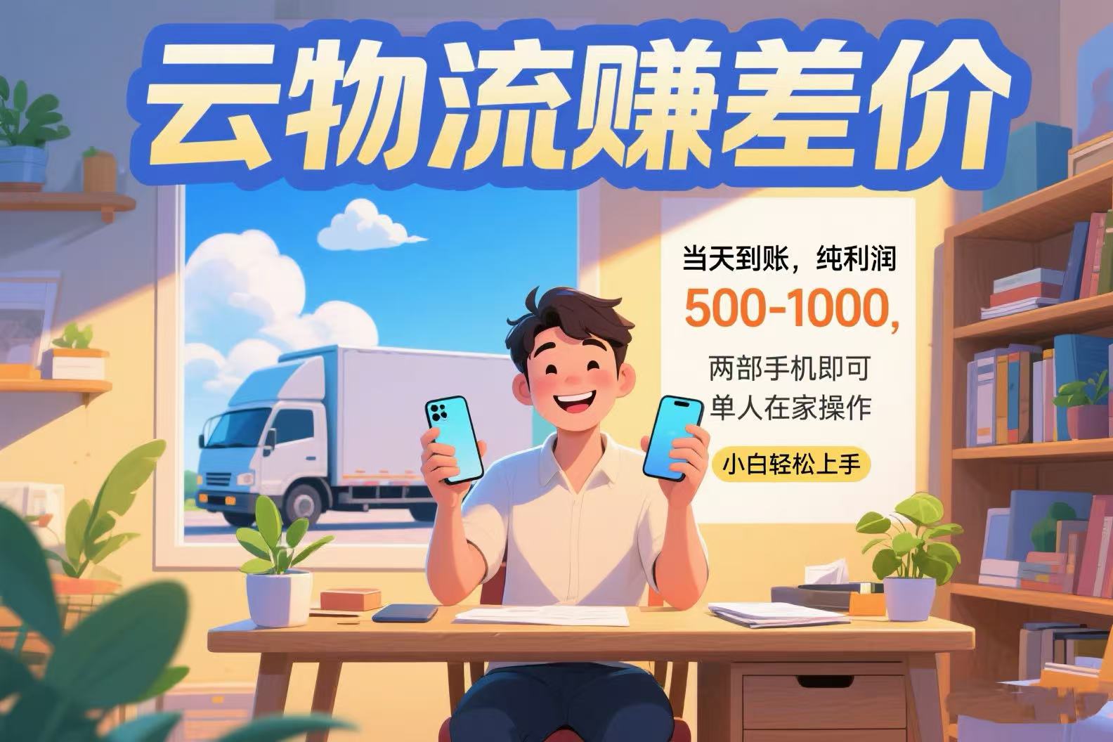 云物流赚差价 当天到账纯利润500-1000 两部手机即可 可单人在家操作 小…-悟空聊项目