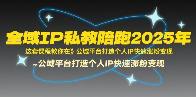 全域IP私教陪跑2025年，这套课程教你在公域平台打造个人IP快速涨粉变现-悟空聊项目