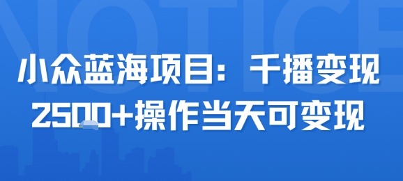 小众蓝海项目，千播变现2.5k+操作当天可变现-悟空聊项目