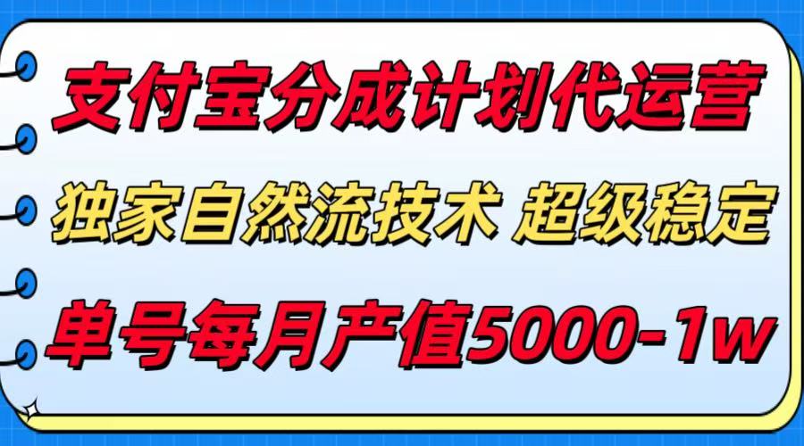 支付宝分成计划代运营，独家自然流技术，收益稳定，单号月产5000＋-悟空聊项目