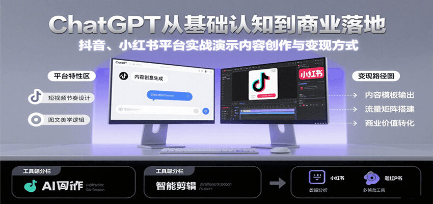 ChatGPT从基础认知到商业落地，实战演示抖音、小红书等平台的内容创作与变现-悟空聊项目