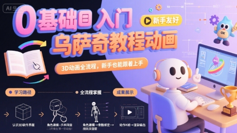 0基础入门乌萨奇教程动画，3D动画全流程，新手也能跟着上手-悟空聊项目