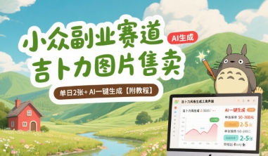小众副业赛道 吉卜力图片售卖 单日2张+ AI一键生成【附教程】-悟空聊项目