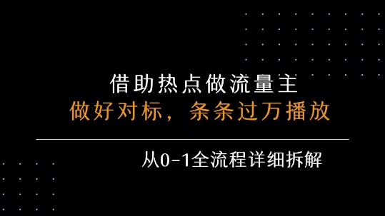 借力热点，乘顺风车玩流量主，条条过万播放， 每月收益5k+，从0-1全流程详细拆解-悟空聊项目