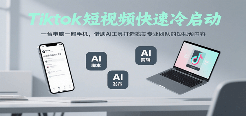 Tiktok短视频快速冷启动，一台电脑一部手机，借助AI工具打造媲美专业团队的短视频内容-悟空聊项目