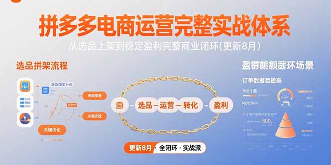 拼多多电商运营完整实战体系，从选品上架到稳定盈利完整商业闭环(更新8月-悟空聊项目