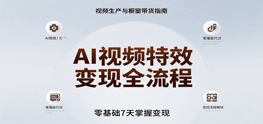AI视频特效变现全流程，零基础7天掌握视频生产到橱窗带货变现-悟空聊项目
