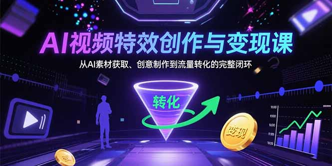 AI视频特效创作与变现课：从AI素材获取、创意制作到流量转化的完整闭环-悟空聊项目