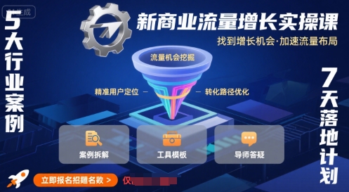 新商业流量增长实操课，找到增长机会，加速流量布局-悟空聊项目