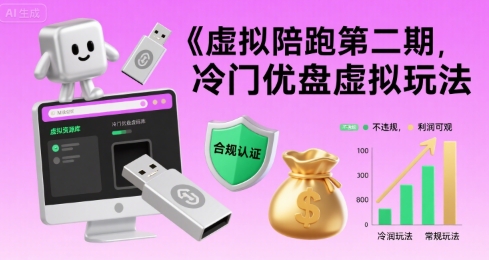 虚拟陪跑第二期，冷门优盘虚拟玩法，不违规，利润可观-悟空聊项目