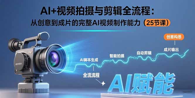 AI+视频拍摄与剪辑全流程：从创意到成片的完整AI视频制作能力(25节课-悟空聊项目