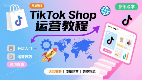 TikTok Shop从0到1运营教程，TikTok跨境电商新手必学课程-悟空聊项目