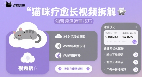 猫咪疗愈长视频拆解 &油管频道运营技巧-悟空聊项目