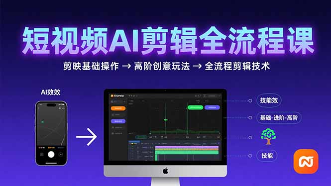 短视频AI剪辑技能，从剪映基础操作到高阶创意玩法，全流程剪辑技术-悟空聊项目