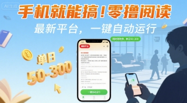 手机就能搞！零撸阅读挂G，最新平台，一键自动运行，随时随地挣，单日50-3张+【揭秘】-悟空聊项目