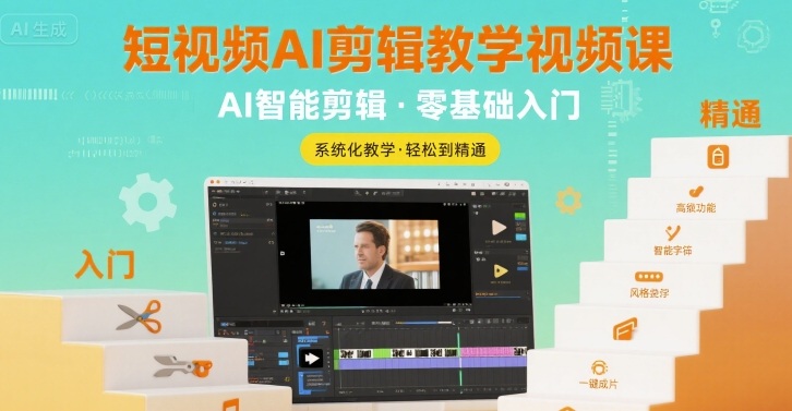 短视频AI剪辑教学视频课，入门到精通-悟空聊项目