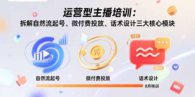 运营型主播培训：拆解自然流起号、微付费投放、话术设计三大核心模块-8月-悟空聊项目