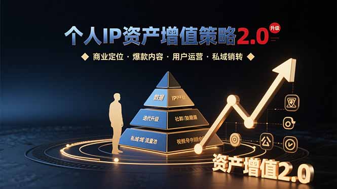 个人IP资产增值策略2.0 拆解商业定位/爆款内容/用户运营/私域销转四大模块-悟空聊项目