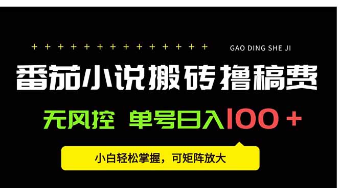 番茄小说创作人搬砖赚稿费，无风控单号日入100＋，小白轻松掌握，可矩…-悟空聊项目