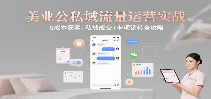 美业公私域流量运营实战：0成本获客+私域成交+卡项销转全攻略-悟空聊项目