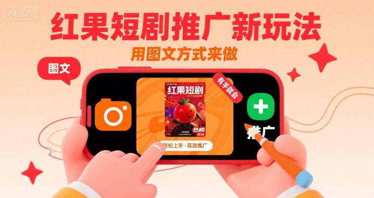 红果短剧推广新玩法，用图文方式来做，有手就会-悟空聊项目