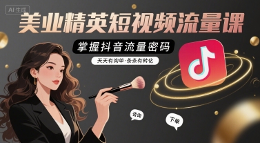 美业精英短视频流量课，掌握抖音流量密码，天天有询单，条条有转化-悟空聊项目