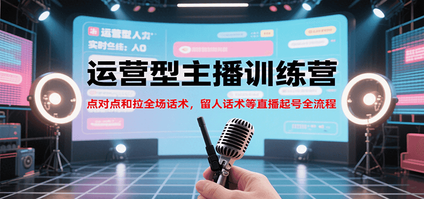 运营型主播训练营，点对点和拉全场话术，留人话术等直播起号全流程(更新8月)-悟空聊项目