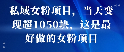 私域女粉项目，当天变现超1k，这是最好做的女粉项目，可放大操作-悟空聊项目