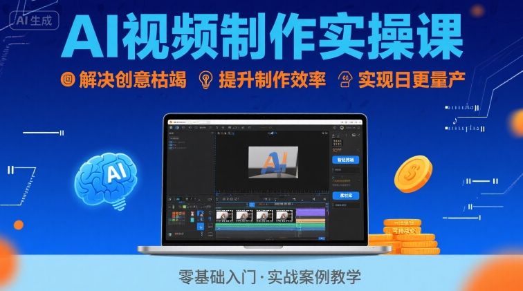 Ai视频制作实操课，解决创意枯竭、效率低下痛点，实现日更量产可持续变现-悟空聊项目