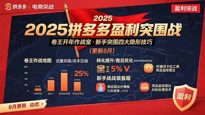 2025拼多多盈利突围战：卷王开年作战室，新手突围四大隐形技巧(更新8月-悟空聊项目