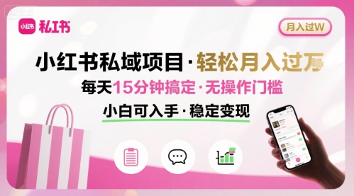 小红书私域项目 月入过W非常轻松 每天15分钟即可搞定，无任何操作门槛，小白可入手-悟空聊项目