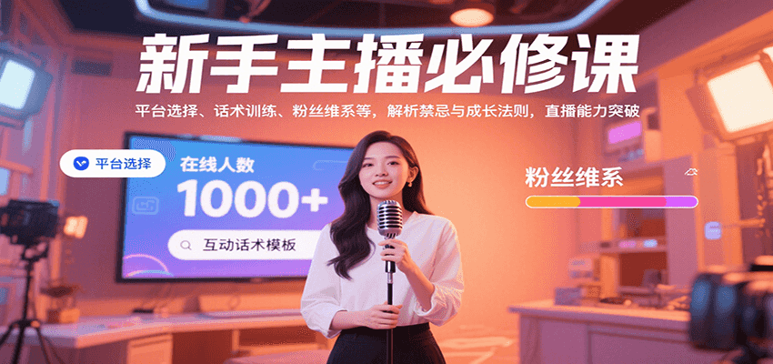 新手主播必修课：平台选择、话术训练、粉丝维系等，解析禁忌与成长法则，突破直播能力-悟空聊项目